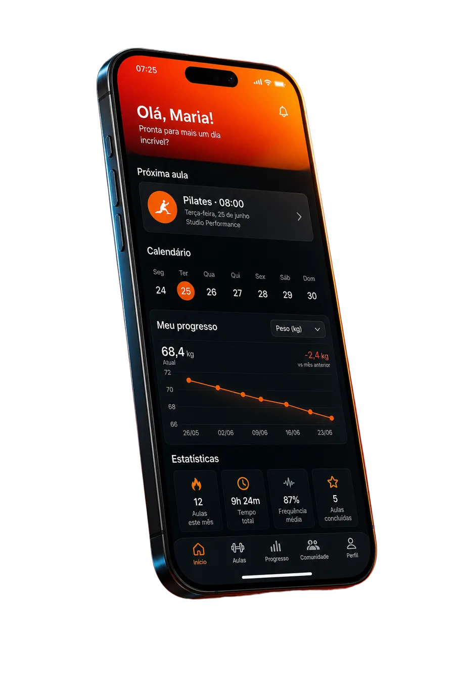 Mockup do app Espaço Vida
